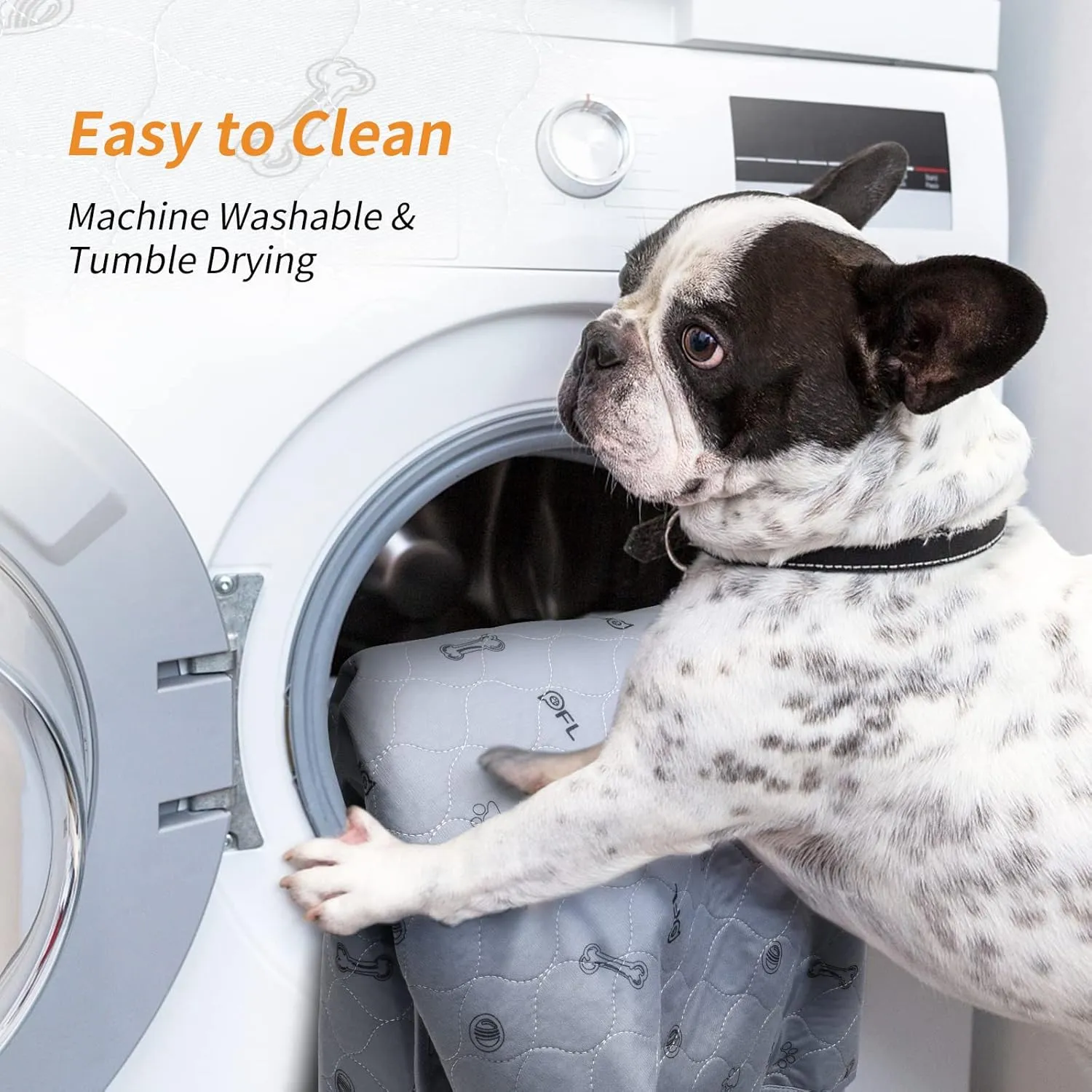 Washable Pee Pads for Dogs, 4Pack Reusable Puppy Training Pads 34x36, Absorbent Whelping Pads with Bone Print, Non-Slip Waterproof Pet Training Pads for Couch, Crate, Potty Training