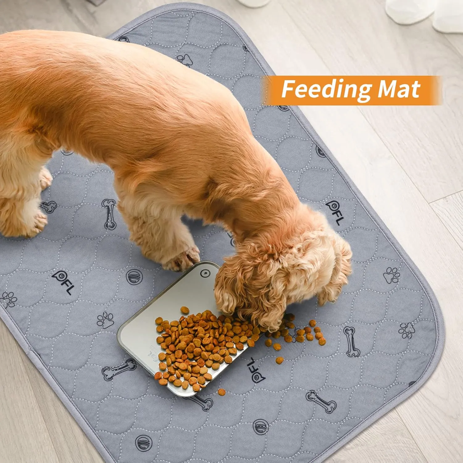 Washable Pee Pads for Dogs, 4Pack Reusable Puppy Training Pads 34x36, Absorbent Whelping Pads with Bone Print, Non-Slip Waterproof Pet Training Pads for Couch, Crate, Potty Training