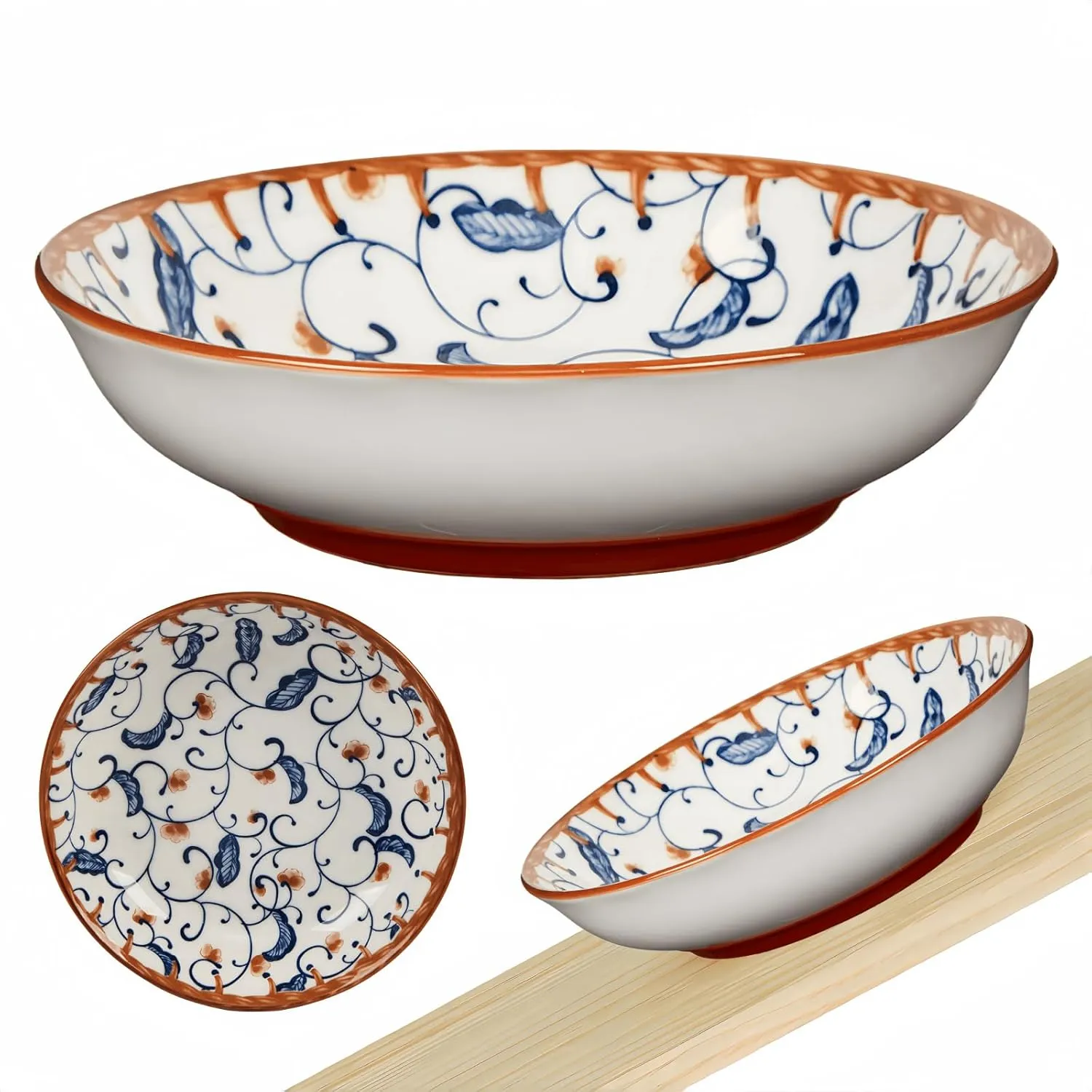 Whisker Fatigue Cat Bowl - 5.5 in Ceramic, Shallow Cat Food Dish, Cute Flat Bowl with Silicone Bottom, Non-Slip and Quiet