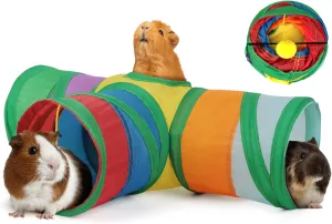 YUEPET 5.9" Guinea Pig Tunnels & Tubes Collapsible Pet 3 Way Play Tunnel Toys Small Animal Hideout Hideaway for Guinea Pig Chinchilla Ferret Hamster Rat